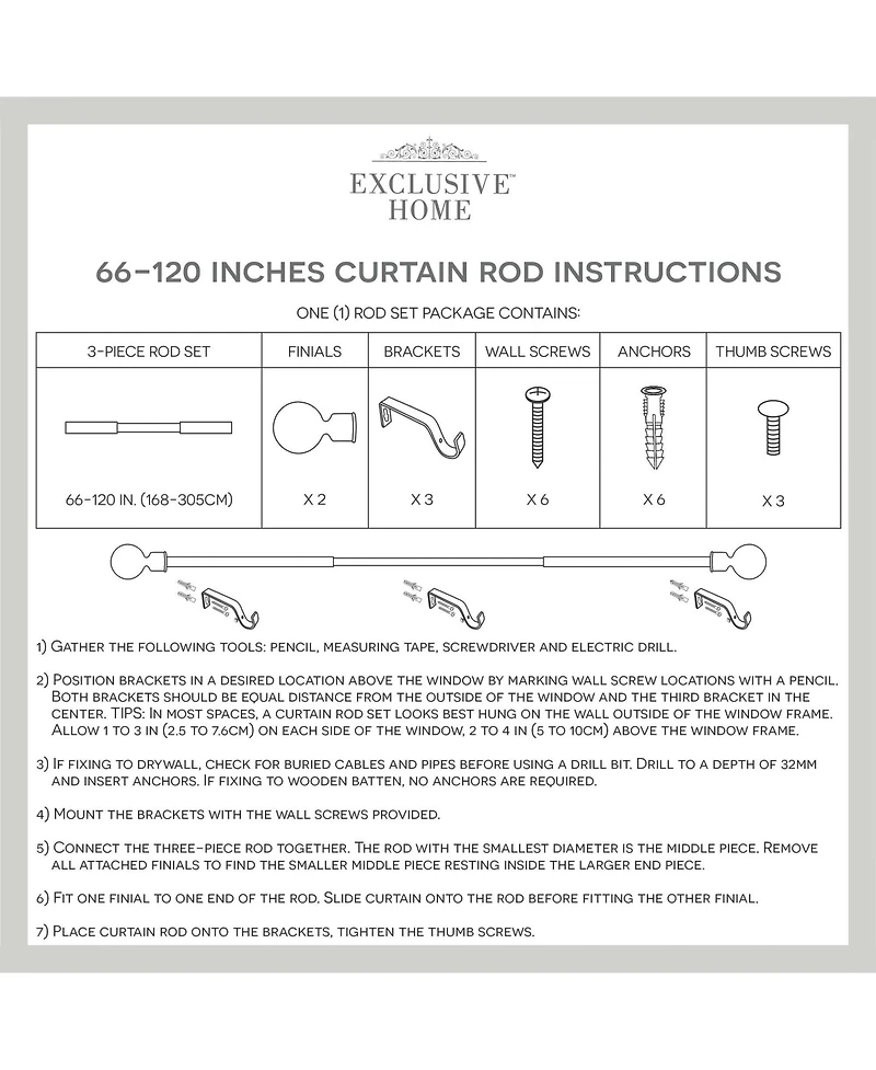 Exclusive Home Diana Single Curtain Rod and Finial Set, Gold