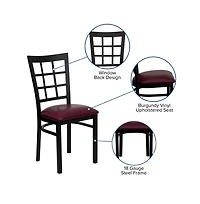 Emma+Oliver Window Back Metal Restaurant Dining Chair