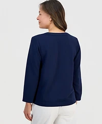 Style & Co Petite Lux Soft Bracelet-Sleeve Fleece Top, Macy's Exclusive