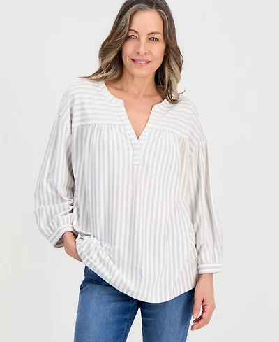 Style & Co Petite 3/4-Puff-Sleeve Knit Top, Macy's Exclusive