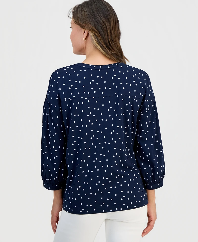 Style & Co Petite 3/4-Puff-Sleeve Knit Top, Macy's Exclusive
