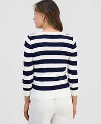 Style & Co Petite Wide Stripe Boatneck Sweater, Macy's Exclusive