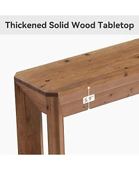 Tribesigns Solid Wood Console Table for Living Room, 63" Farmhouse Entryway Table with Integrated Splayed Legs, Brown