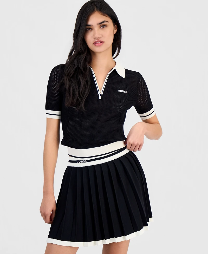 Guess Juniors' Gabry Pleated Sweater Mini Skirt