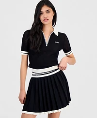 Guess Juniors' Gabry Pleated Sweater Mini Skirt