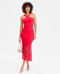 I.n.c. International Concepts Women's Grommet & Fringe Sweater Skirt