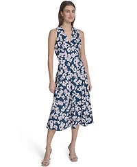 Calvin Klein Women's Printed V-Neck Midi Dress