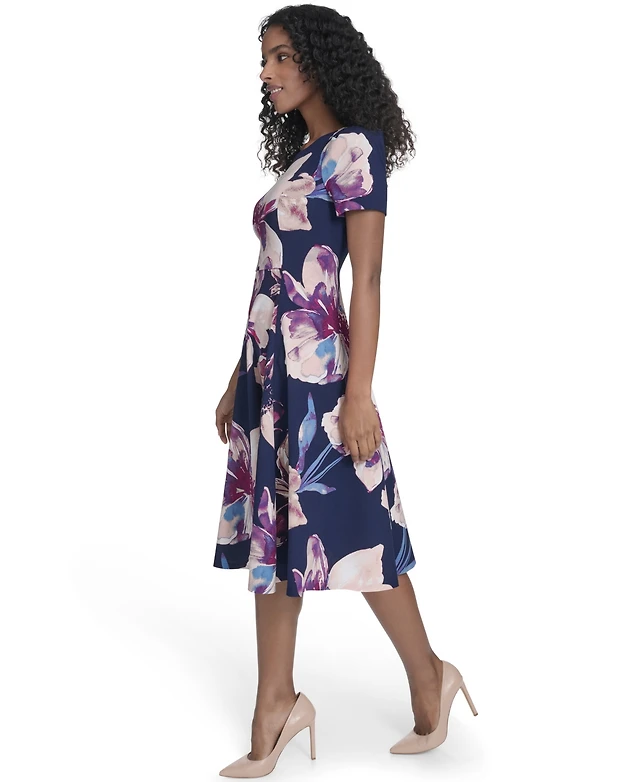 macy's calvin klein purple dress Calvin Klein Women's Watercolor-Print Sheath Dress