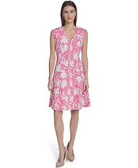Calvin Klein Women's Printed V-Neck Midi Dress