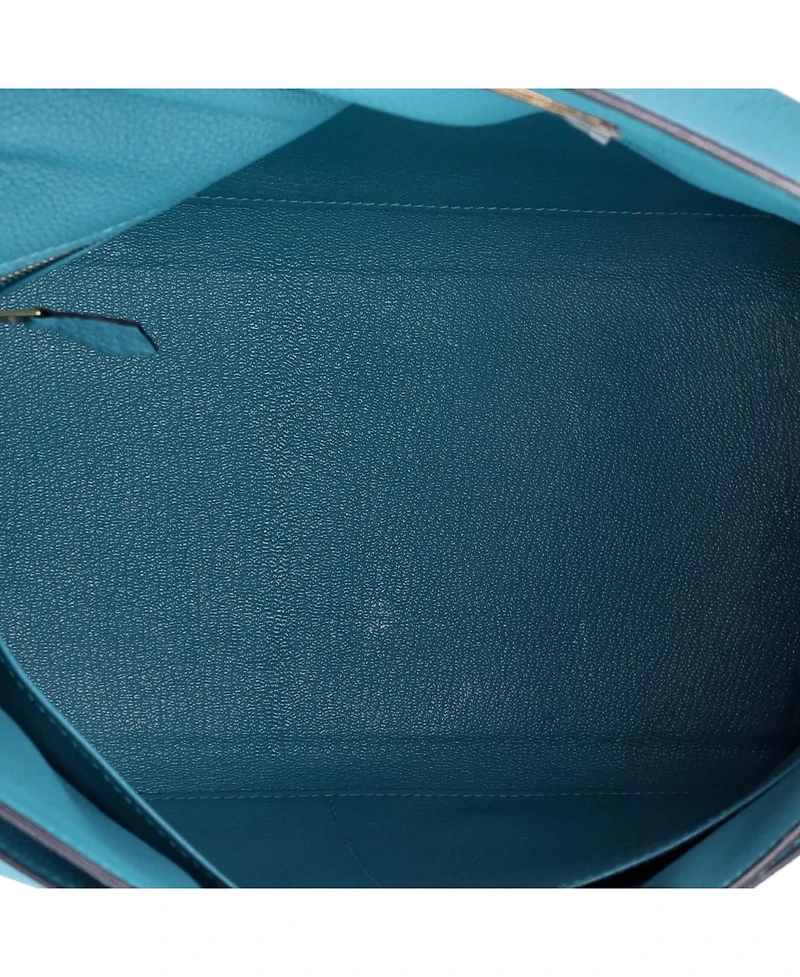 Pre-Owned HERMES Kelly Handbag Blue Togo with Gold Hardware