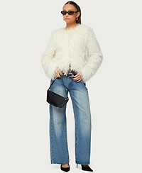 Edikted Women's Aleandra Fringed Faux Feather Jacket