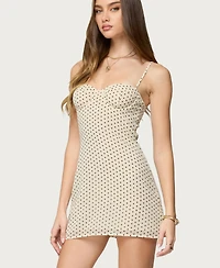 Edikted Womens Polka Dot Cupped Chiffon Mini Dress