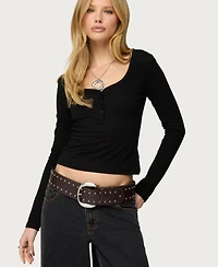 Edikted Womens Leah Henley Top