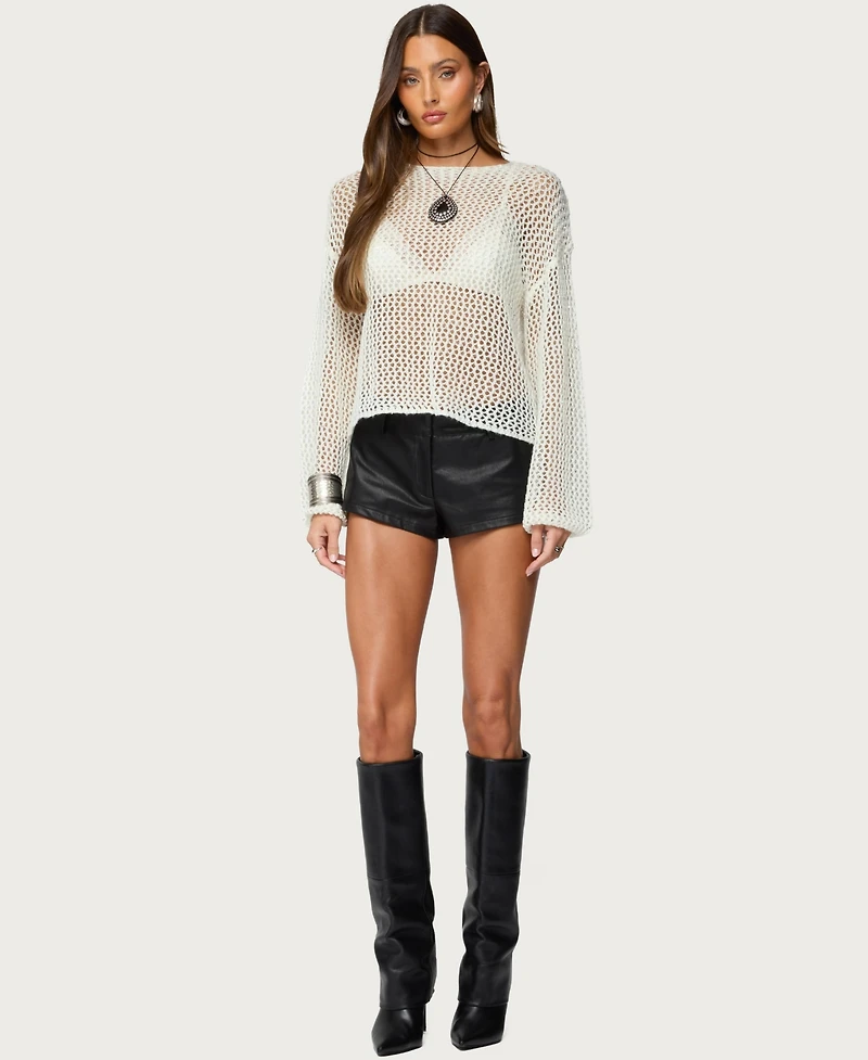 Edikted Women's Charlise Open Knit Sequin Top