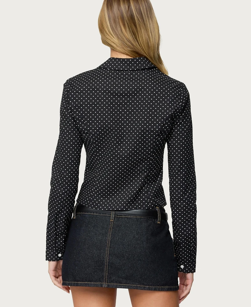 Edikted Women's Ilia Polka Dot Button Up Shirt