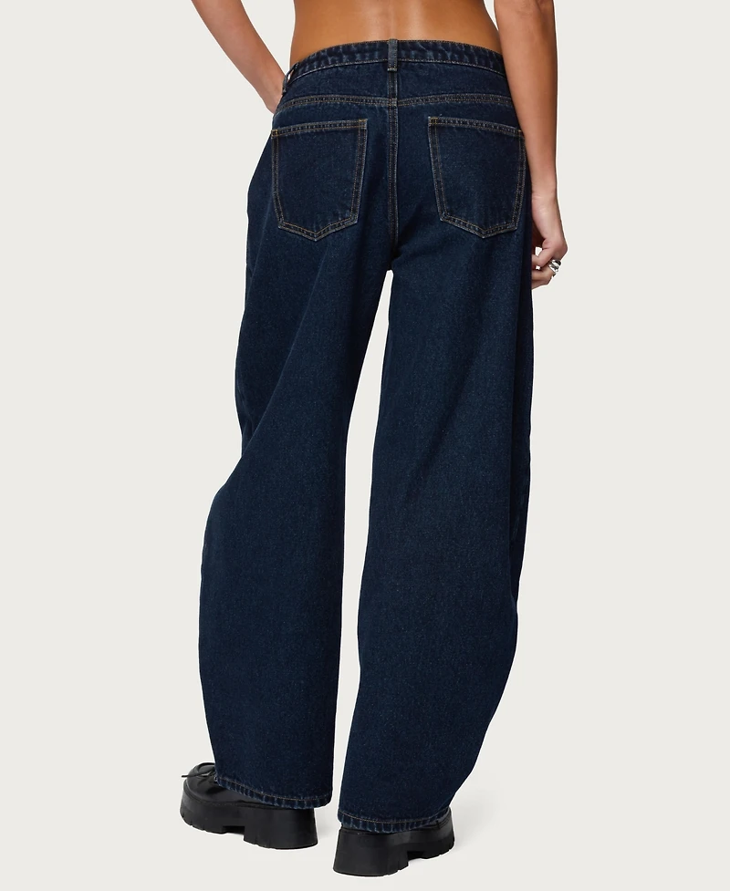 Edikted Women's Jillian Low Rise Oversized Barrel Jeans