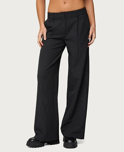 Edikted Women's Pinstripe Tailored Straight Leg Pants