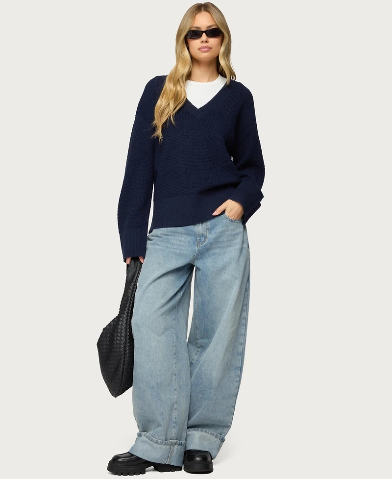 Edikted Women's Bluebell Oversized Waffle Knit Sweater