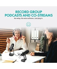 Movo Usb Podcast Equipment Bundle for 4 with Usb Interface with 4 Condenser Microphones