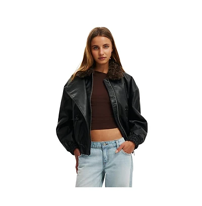 Cotton On Women's Darcy Faux Leather Bomber