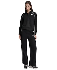 Dkny Sport Women's Hd Logo Piped Polo Sweatshirt