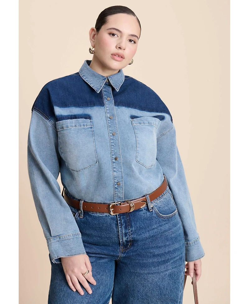 Eloquii Women's Denim Trucker Shirt