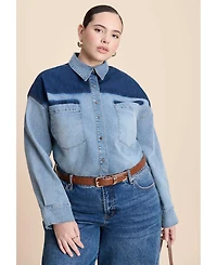 Eloquii Women's Denim Trucker Shirt