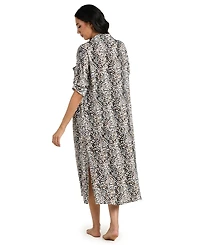 La Blanca Women's Wild Whispers Long-Sleeve Cover-Up Swim Shirt Dress