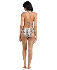 La Blanca Womens Wild Whispers Halter Bikini Top Moderate Coverage Hipster Bottoms