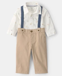 Carter's Baby Boys' Easter Bunny Long-Sleeve Bodysuit and Suspender Pants, 2-Piece Set