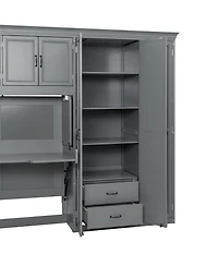 Streamdale Furniture Twin Murphy Bed Wall with Wardrobe, Cabinet and Desk