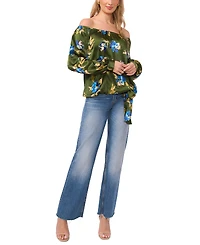 Sam & Jess Women's Printed Off-The-Shoulder Long-Sleeve Top