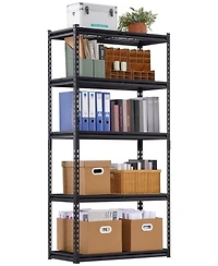Mecale 5-Tier Storage Shelves, 2000-Lb Capacity, 16"D x 36"W x 72"H, Adjustable Heavy-Duty Utility Rack, Black