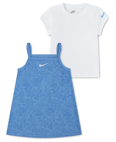 Nike Girls' Toddler 2T-4T Move with Nature Pull-On Dress and T-Shirt, 2-Piece set