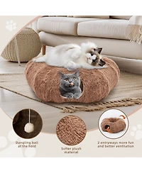Zeus & Ruta Brown Cat Tunnel with Cat Bed