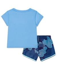 Nike Girls' Toddler 2T-4T Printed Crewneck T-Shirt and Shorts, 2-Piece Set