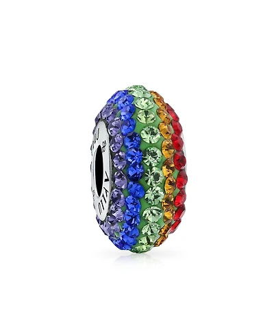 Bling Jewelry Colorful Crystal Bead Charm Lgbtq Rainbow Spacer for European Bracelet