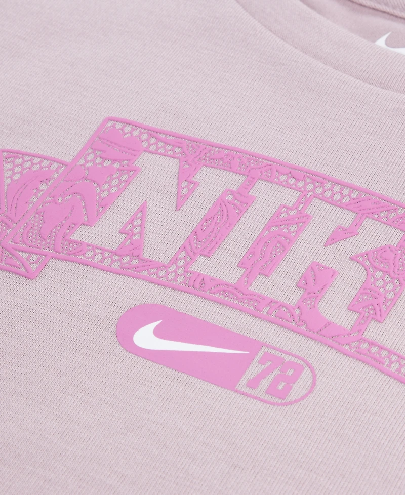 Nike Girls' Toddler 2T-4T Lace It Up Crewneck T-Shirt and Shorts, 2-Piece Set