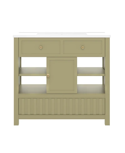 Cesicia 36 in. Bathroom Vanity with Sink, Multi-functional Cabinet Doors, Drawers and Storage Shelves