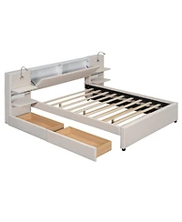 Boyel Living Queen Upholstered Platform Bed with Reading Lights and Storage Solutions