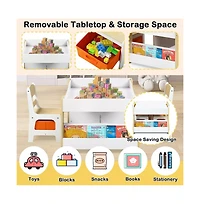 Kinder King 3-in-1 Kids Table with 2 Chairs, Storage and Removable Chalkboard Top