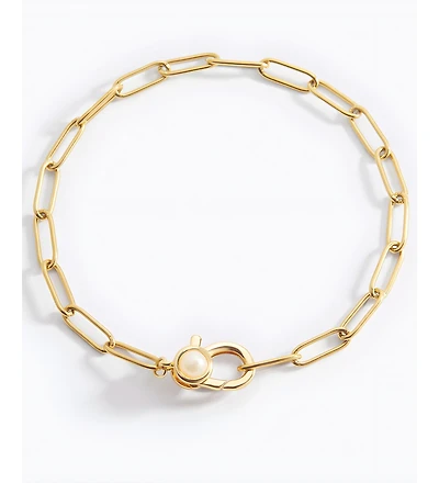 Mint & Lily Paperclip Bracelet with Pearl Accent