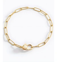 Mint & Lily Paperclip Bracelet with Pearl Accent