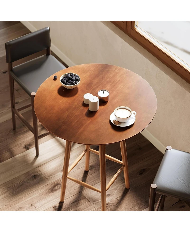 Tribesigns Solid Wood Bar Table, 39.37-Inch Round Bistro Table with Sturdy Frame