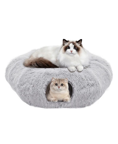 Zeus & Ruta Grey Cat Tunnel with Cat Bed