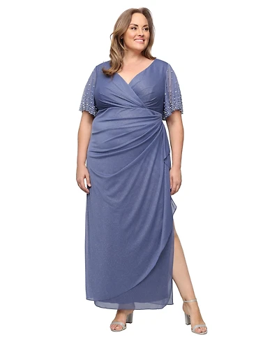 Alex Evenings Plus Long Empire Waist V-Neck Gown