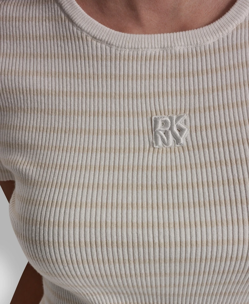 Dkny Jeans Petite Crewneck Striped Sweater