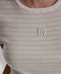 Dkny Jeans Petite Crewneck Striped Sweater