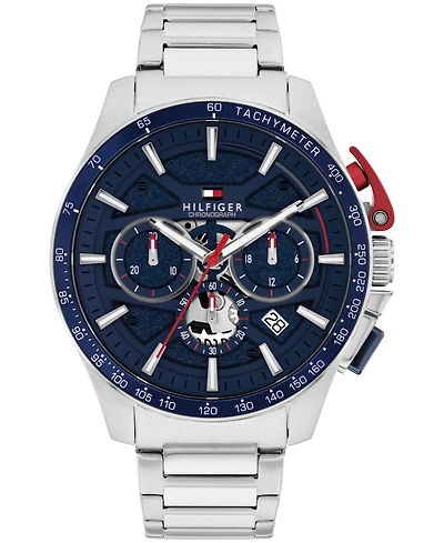 Tommy Hilfiger Men's Chronograph Silver Tone Stainless Steel Bracelet Watch, 44mm
