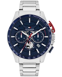 Tommy Hilfiger Men's Chronograph Silver Tone Stainless Steel Bracelet Watch, 44mm
